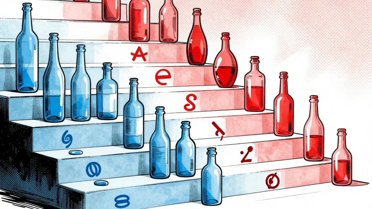 Staircase illustration showing ascending medicine cost levels