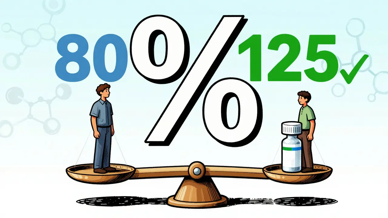 Balance scale showing equal weight between brand and generic drugs