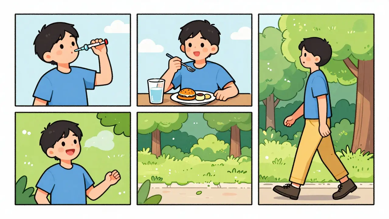 Cheerful person following a healthy daily routine