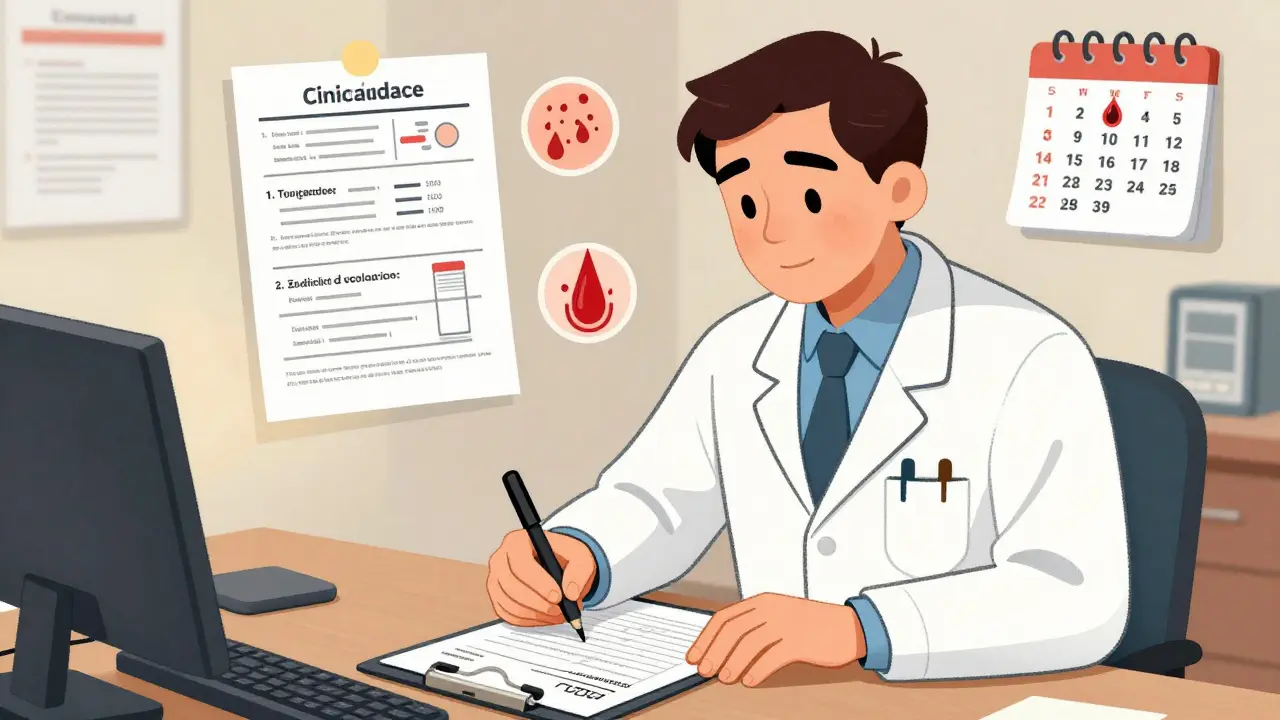 Doctor filling out detailed medical exception request forms