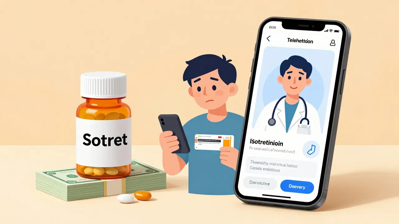 Person holding phone and generic pill bottle, symbolizing affordable telehealth access