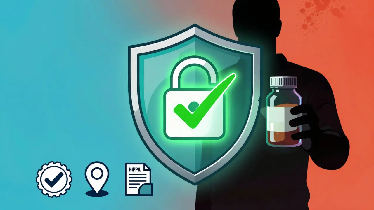 Security shield protecting against fake online pharmacies